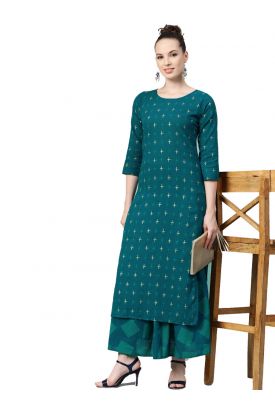 Women Printed Kurta with Palazzo GREEN MF-99