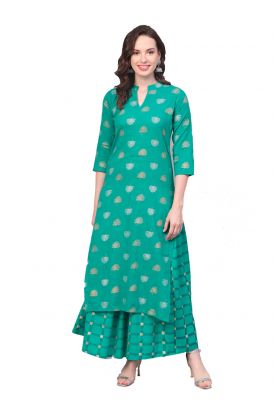 Women Printed Kurta with Palazzo GREEN MF-101