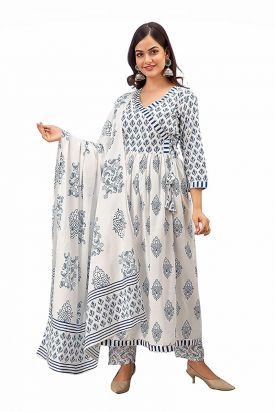 Women Printed Kurta with Palazzo BLUE MF-BLUE
